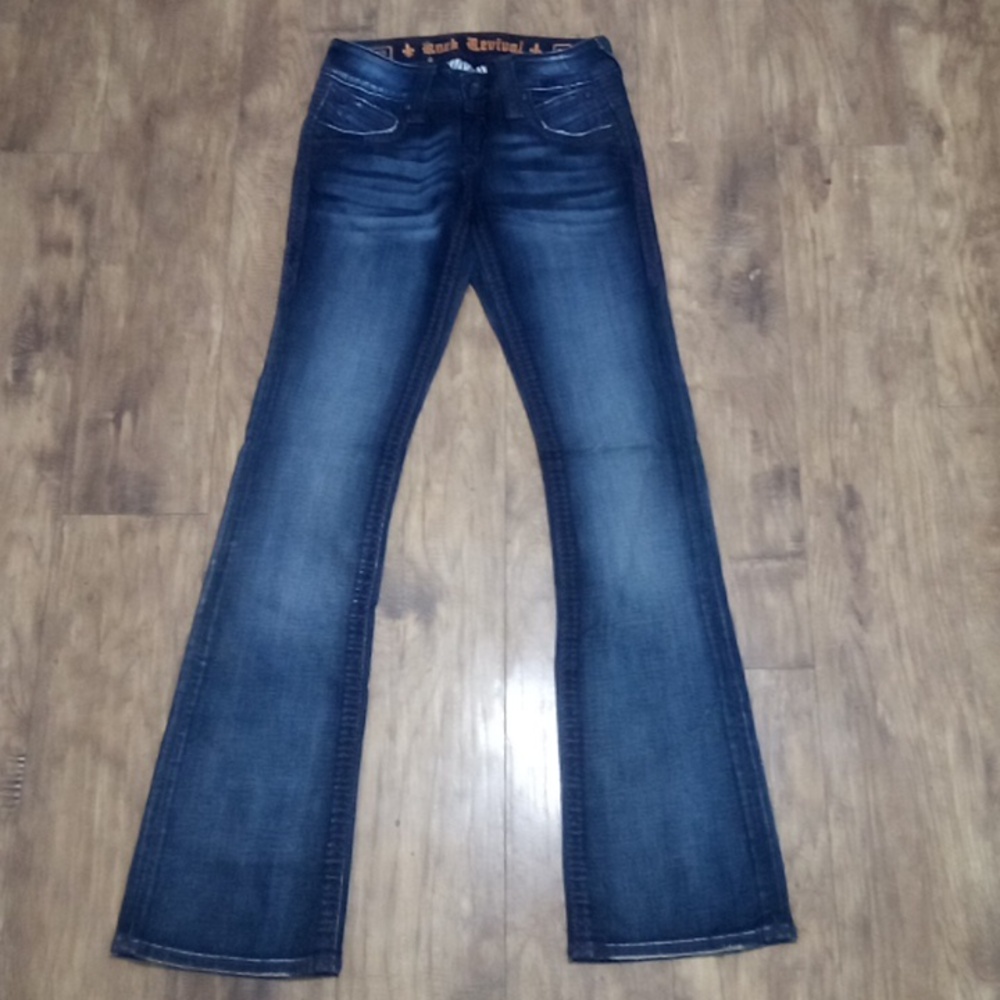Rock Revival Women's 26 Stephanie Bootcut Embellished Purple Accents NWOT